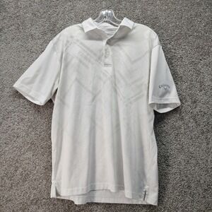 Callaway Opti-Dri Mens White Tonal Geometric Golf Polo Shirt Size Medium